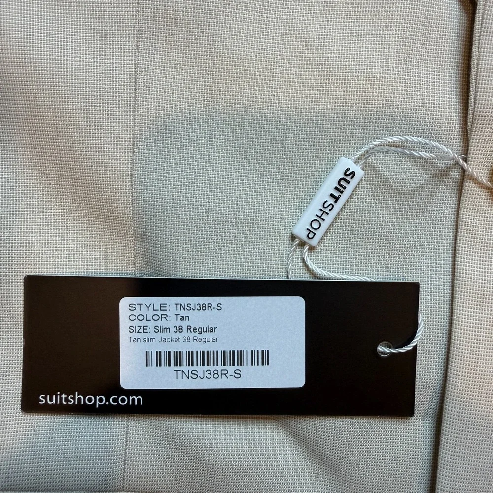 SuitShop Suit Mens 38R‎ Slim Fit Jacket Stretch Tan NWT
